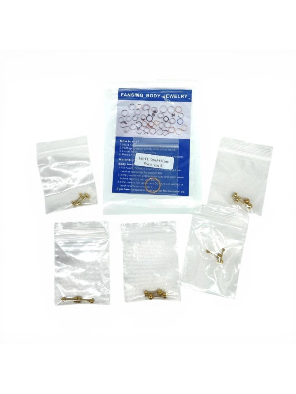 Gold-Tone Body Jewelry Bundle Featuring Flat Back Labret Studs + Piercing Ring ✨